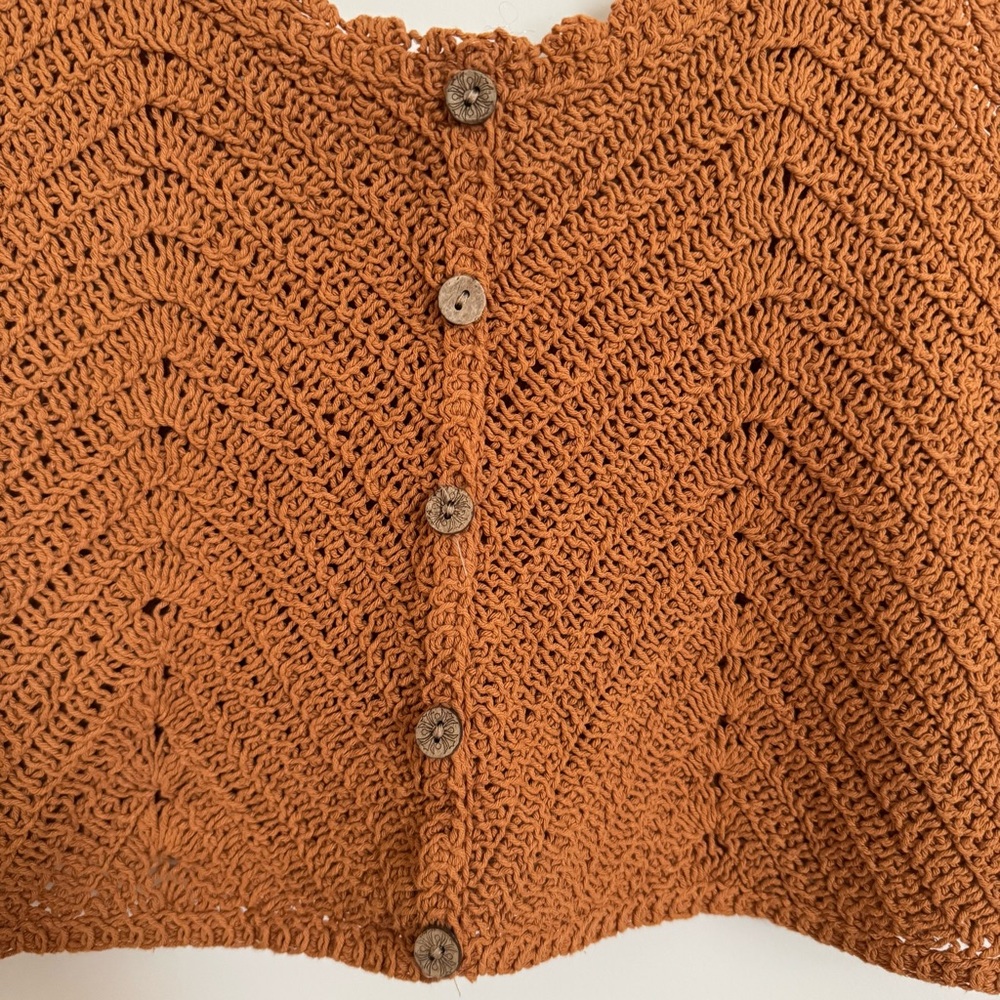 Crochet Button-Front Tank Top - Rust - Picture 4 of 7